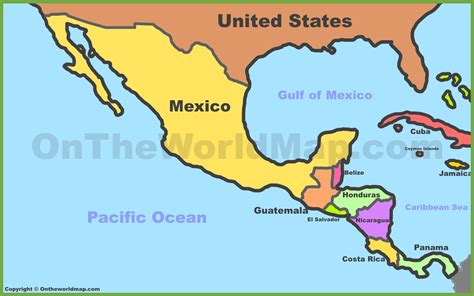 Map of Mexico and Central America